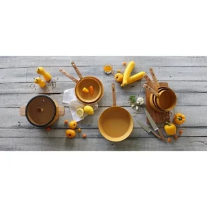 Poêle Ector Induction Aluminium Revêtu Manche En Bois 20 Cm Jaune 15