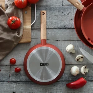 Poêle Ector Induction Aluminium Revêtu Manche En Bois 20 Cm Rouge 11