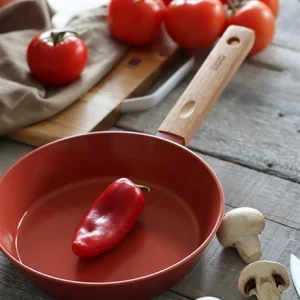 Poêle Ector Induction Aluminium Revêtu Manche En Bois 20 Cm Rouge 13