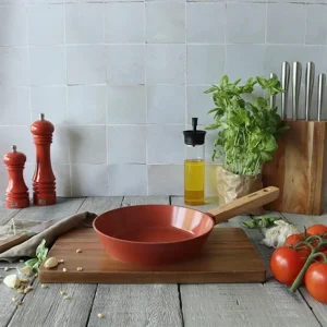 Poêle Ector Induction Aluminium Revêtu Manche En Bois 20 Cm Rouge 15