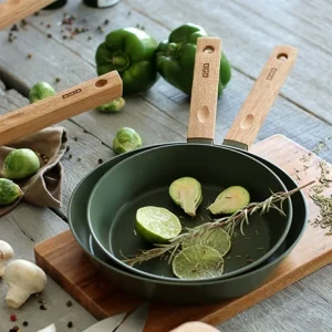 Poêle Ector Induction Aluminium Revêtu Manche En Bois 20 Cm Vert 11