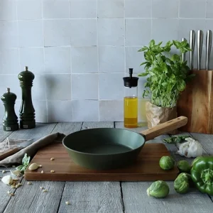 Poêle Ector Induction Aluminium Revêtu Manche En Bois 24 Cm Vert 9