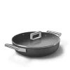 Smeg Sauteuse Aluminium Antiadhésive 28 Cm Noir Mat Avec Couvercle En Verre Trempé 8