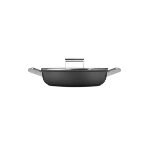 Smeg Sauteuse Aluminium Antiadhésive 28 Cm Noir Mat Avec Couvercle En Verre Trempé 9