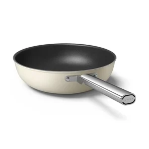 Smeg Wok Aluminium Antiadhésif 30 Cm Crème Mat 10