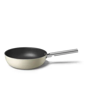Smeg Wok Aluminium Antiadhésif 30 Cm Crème Mat 12