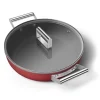 Smeg Sauteuse Aluminium Antiadhésive 28 Cm Rouge Mat Avec Couvercle En Verre Trempé 7