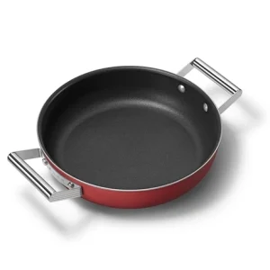 Smeg Sauteuse Aluminium Antiadhésive 28 Cm Rouge Mat Avec Couvercle En Verre Trempé 7