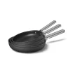 Smeg Set De 3 Poêles Aluminium Antiadhésives Noir Mat 17
