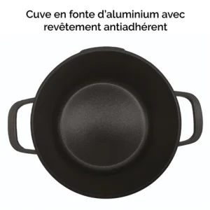 Cocotte Légère Ronde En Fonte D’aluminium 28 Cm 6,7 L Coloris Noir 15