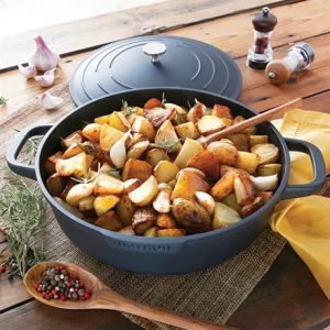 Cocotte Légère Basse Ronde En Fonte D’aluminium 28 Cm 4,1 L Coloris Noir 10