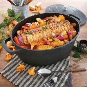 Cocotte Légère Ovale En Fonte D’aluminium 32 Cm 6,5 L Coloris Noir 10