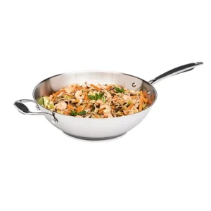 Lot Wok Tout Inox Et Couvercle Verre 30 Cm Excell’Inox 9