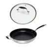 Lot Poêle Inox Antiadhérent Et Couvercle Verre 32 Cm Excell’Inox 17