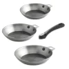 De Buyer Lot 3 Poêles Minéral B élément 20, 24 Et 28 Cm Et Manche Noir 17