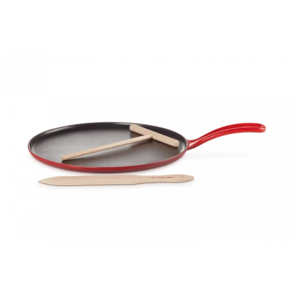 Crêpière Fonte Émaillée 27 Cm Cerise Avec Accessoires Le Creuset 3