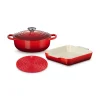 Set Cocotte 24 Cm, Plat à Gratin 23 Cm Et Dessous De Plat Cerise Le Creuset 19